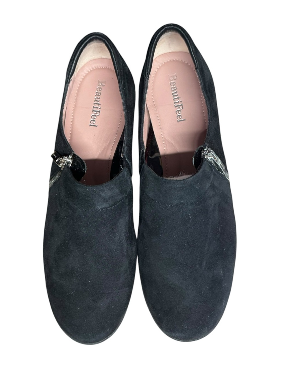 BeautiFeel Black Suede Slip-On Loafers with Pink Insole